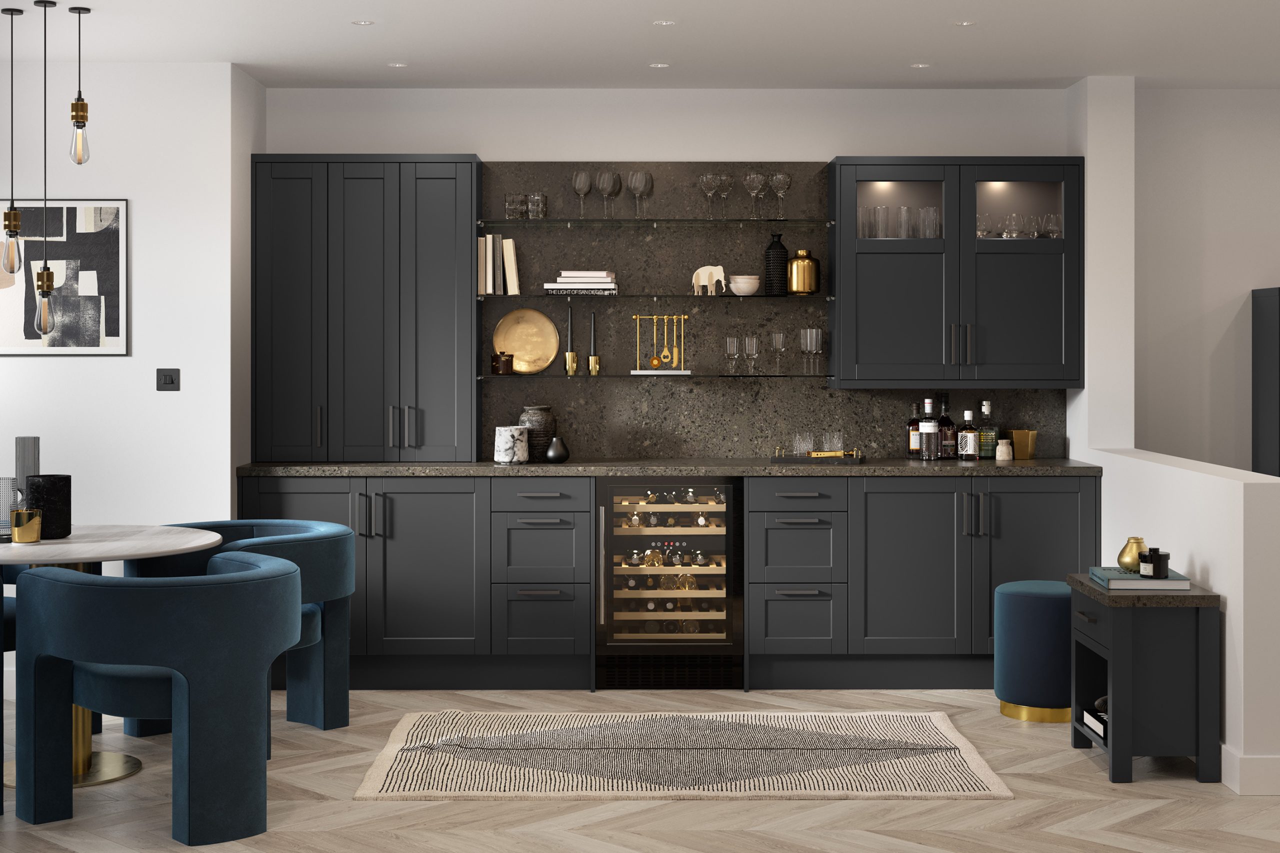 Dawson Graphite kitchen with wine fridge