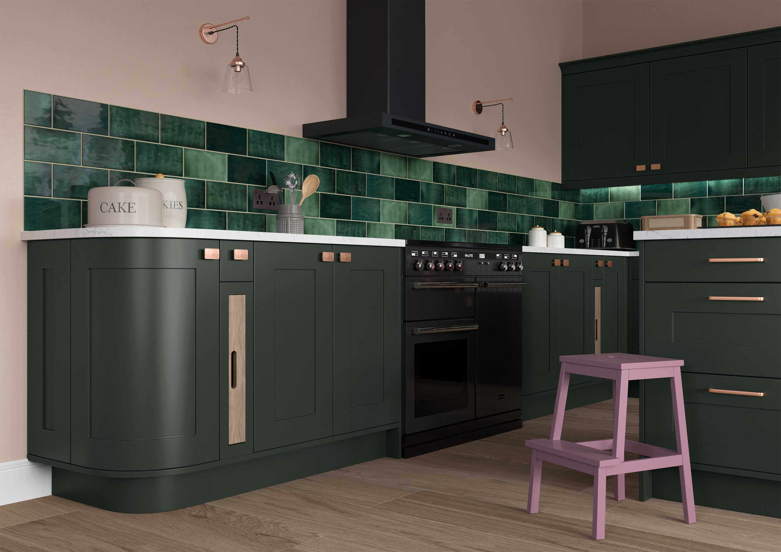 Georgia Deep Forest kitchen gas hob and free standing kitchen range